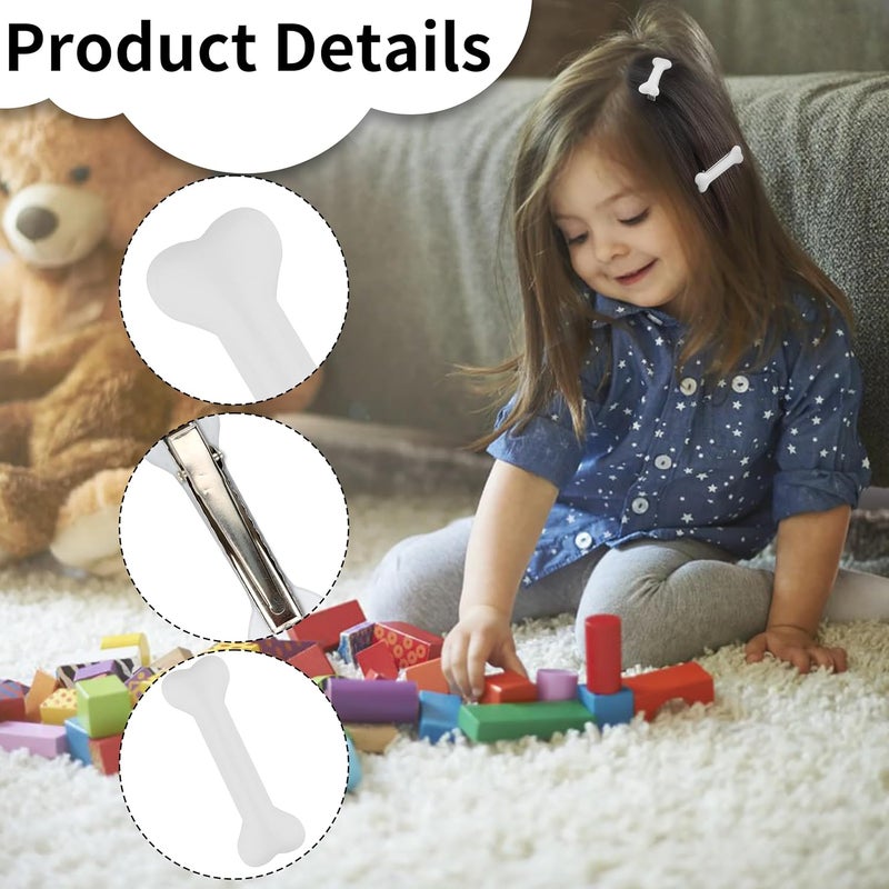 Cocide 6Pcs Bone Hair Clip White Bones Hairpins for Women Girls Hair Accessories for Halloween Cosplay Costume Party Daily Wear Hair Pins White Dog Bone Alligator Clips - Image 4